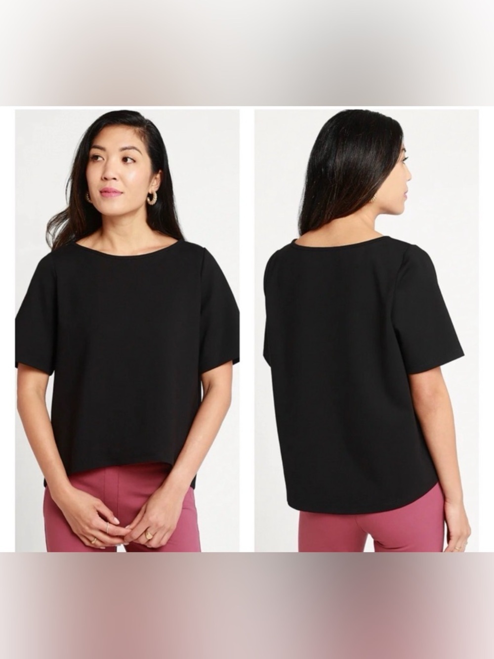 New Betabrand Boxy High Low Short Sleeve Top – Black (XL) - Picture 3 of 9